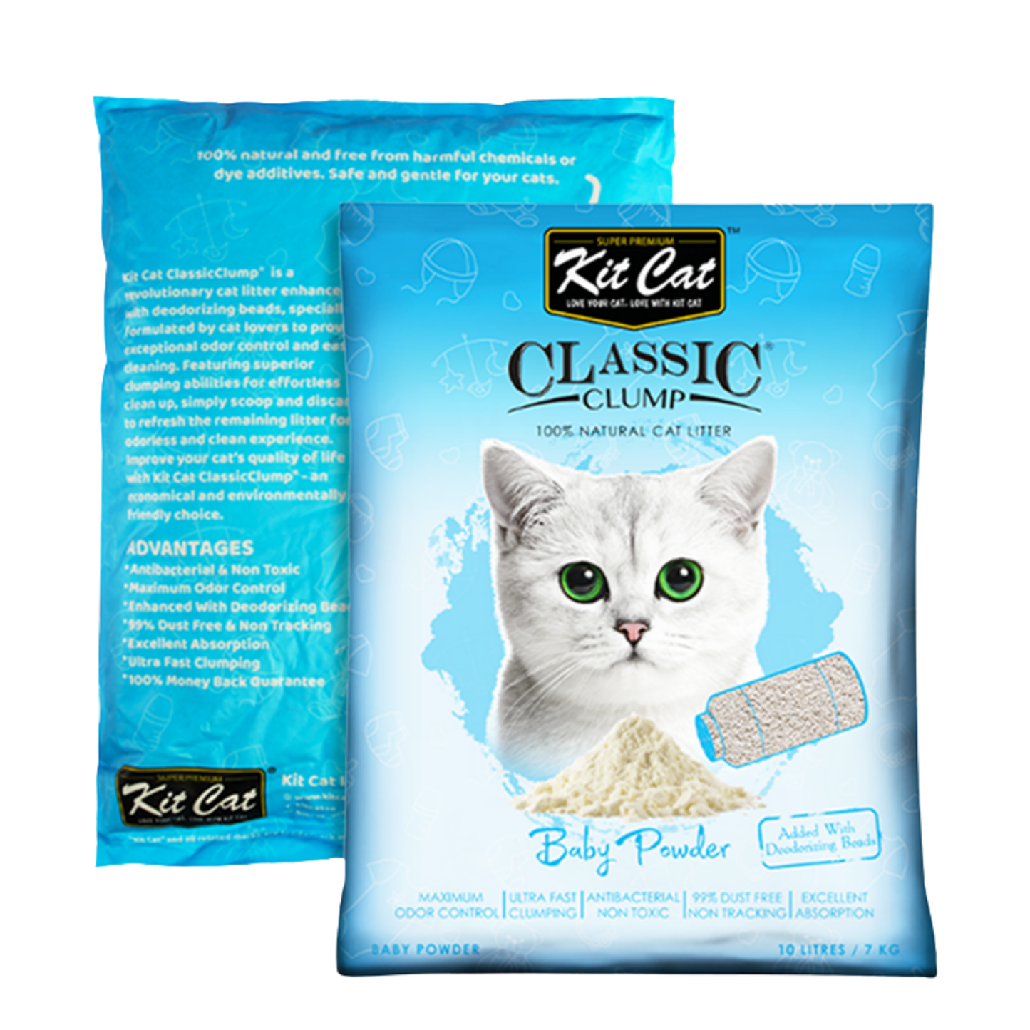 Kit Cat Classic Clump Baby Powder Cat Litter 10L