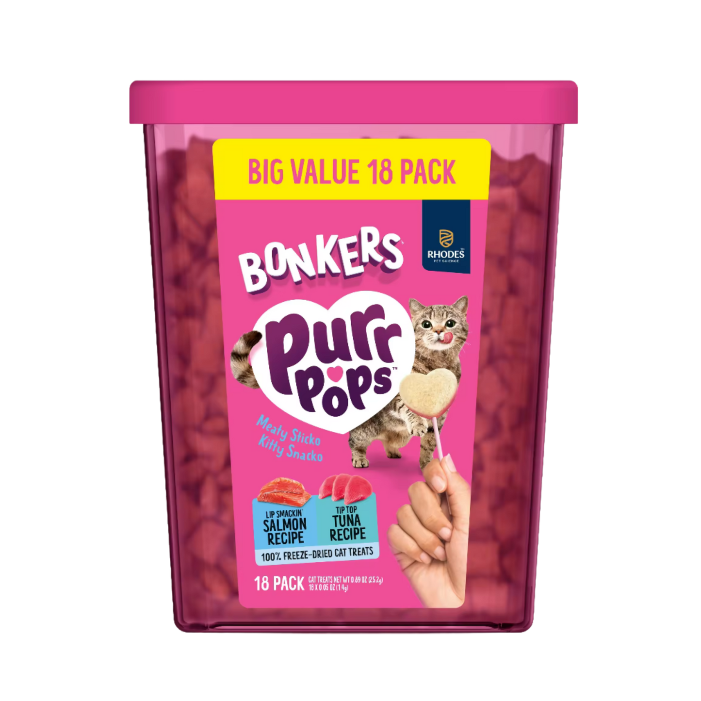 BONKERS PurrPops Cat Treats Freeze Dried Tuna & Salmon 18 PACK(25.2G)