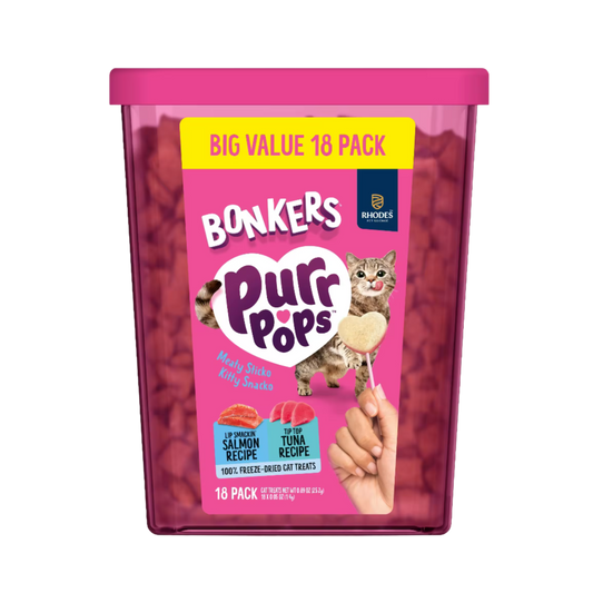 BONKERS PurrPops Cat Treats Freeze Dried Tuna & Salmon 18 PACK(25.2G)